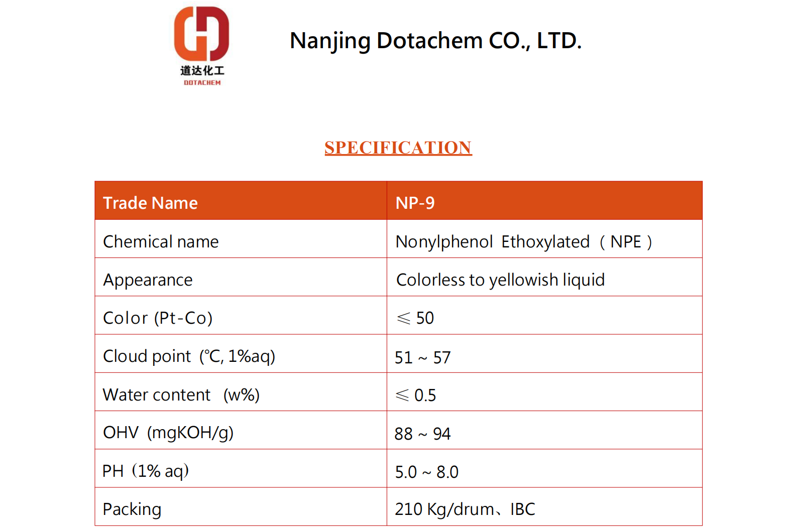 Nonylphénol éthoxylé-9-TDS-Dotachem