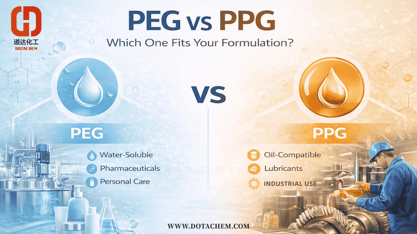 Polyéthylène Glycol (PEG) vs Polypropylène Glycol (PPG) : lequel convient le mieux à votre formulation ?